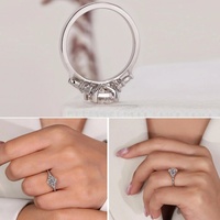 Bague de fiançailles en or massif 10K/14K/18K avec diamant de laboratoire ovale conique 3 carats et pierres latérales en cluster, certifiée IGI CVD/HPHT, personnalisable