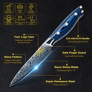 Juego de cuchillos para carne de acero de Damasco de acero al carbono de 5 pulgadas y 6 uds. Más vendidos en EE. UU. - Product Image 3