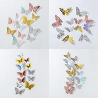 Décoration murale en papier 3D DAMAI, papillons amovibles, imperméables, thème botanique pour chambre d'enfant, salle de classe et fête