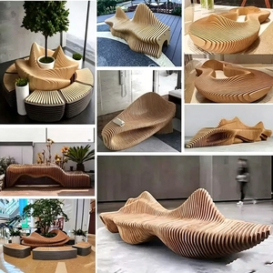 W01 Banc-Chaise <span class=keywords><strong>de</strong></span> Luxe <span class=keywords><strong>en</strong></span> <span class=keywords><strong>Bois</strong></span> Massif, Découpé CNC, Forme Personnalisée, Finition Artistique, Mobilier d'Art pour Réception, Club, Intérieur, <span class=keywords><strong>Siège</strong></span> Public - Product Image 2