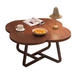 Wooden coffee <b>table</b>, <b>small</b> apartment, retro style, four-leaf clover <b>round</b> bedroom, simple balcony <b>side</b> <b>table</b>, sofa <b>side</b> <b>table</b> - Product Image 2