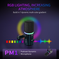 Microphone de jeu USB FEELWORLD PM1 avec support, double micro direct usine pour diffusion en direct