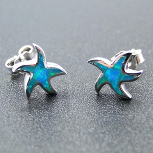 Hawaii Style 925 Sterling Silver Gioielli Blu Opale di Fuoco Blu Opale <span class=keywords><strong>Orecchini</strong></span> <span class=keywords><strong>Stella</strong></span> <span class=keywords><strong>Marina</strong></span> - Product Image 3