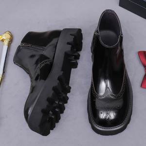 2026 Men's Trendy Chelsea <b>Boots</b> Decorated Leather <b>Boots</b> with British Style Thick Soles and High Heels for Business and Commuting - Product Image 2