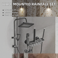 Ensemble de douche mural Piano 4 fonctions avec fonction pluie, mitigeur de douche moderne à valve céramique, eau chaude et froide, système de douche pour salle de bain