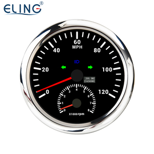 ELING coche Universal 110mm medidor GPS velocímetro 200 <span class=keywords><strong>km</strong></span>/h con tacómetro 0-8000RP retroiluminación roja para camión barco camión 12V 24V - Product Image 1