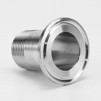Adaptador/Acoplamiento de Acero Inoxidable Sanitario CNJS 304 316L de Baja Presión con Abrazadera Triple, Rosca Macho NPT BSP, Estándar ISO