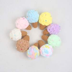 Wholesale Crochet Ice Cream Keychain Fluffy Plush <b>Keyring</b> Cute Realistic Dessert Keychain Couple Gift Handmade Keychain Pendant - Product Image 3