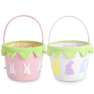 <span class=keywords><strong>Cesta</strong></span> de Cuerda de Algodón con Asa y Borde Festoneado para Huevos de Pascua, Decoración para Guardería, Organizador de Regalos y Juguetes, Marca ESiVON - Product Image 1