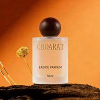 Flacon de parfum en verre givré carré plat de 50 ml avec boîte pour emballage cadeau, impression de logo personnalisée de luxe