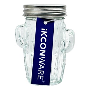 Pot à épices en verre et acier inoxydable de 90 ml, en forme de <span class=keywords><strong>cactus</strong></span>, écologique, pour décorations de Noël, stockage alimentaire, salière et poivrière - Product Image 1