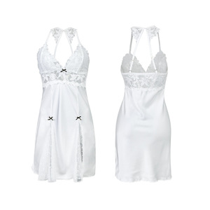 Pijamas <span class=keywords><strong>de</strong></span> Satén Floral <span class=keywords><strong>de</strong></span> <span class=keywords><strong>Verano</strong></span> para Mujer, Camisón Sexy con Cintura Elástica, Ropa <span class=keywords><strong>de</strong></span> Dormir Informal y Elegante con Encaje - Product Image 5