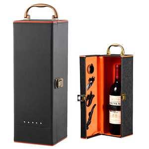 Caja de Regalo para una Sola Botella de Vino con Set de Accesorios, Estuche Portátil con Herramientas y Asa para Fiestas y Hogar - Product Image 1