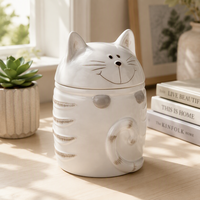 Vente en gros de pots à biscuits en grès faits à la main avec motifs de chiens et de chats, pots à biscuits personnalisés, cadeaux de fête