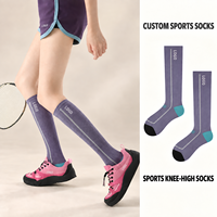 Chaussettes de sport montantes pour femmes en gros, personnalisables avec logo, côtelées, pour l'entraînement de badminton et de tennis