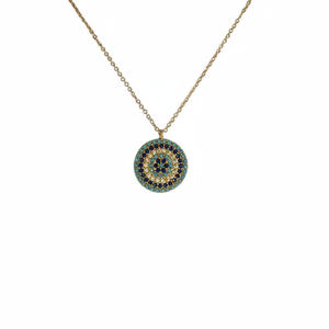 Collier pendentif en métal de style œil maléfique doré - Product Image 2