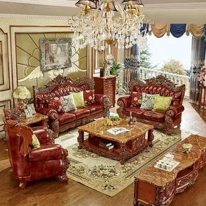 Muebles para el hogar, conjunto de sofás de cuero genuino para sala de estar
