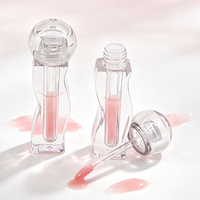 Tube de brillant à lèvres unique, vide, transparent, rond, de 3 ml, avec bouchon à vis, impression sérigraphique, emballage cosmétique en plastique cristallin