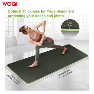 Tapis de yoga Woqi 6 mm d'épaisseur, en EVA, rectangulaire, vert herbe, avec sangle de transport, pour le fitness et le remodelage corporel - Product Image 4