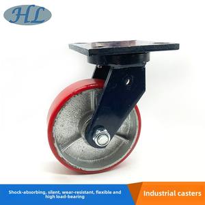 6,8 Zoll Super Heavy Duty Rollen 8 Zoll Eisenkern Polyurethan Universal räder Blaue Halterung <span class=keywords><strong>Pu</strong></span> Rollen - Product Image 3