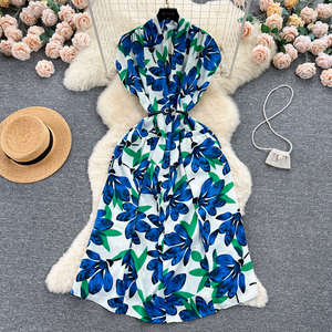 IStapromo Gifts Vestido Midi Vintage de Verano con Cuello en V, Estampado, Estilo Túnica, Ajustado, con Encaje y Corte Imperio para Mujer - Product Image 6