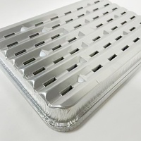 Plateau de cuisson rectangulaire perforé en pulpe moulée de qualité alimentaire, avec revêtement en aluminium, jetable, pour barbecue, pour l'extérieur