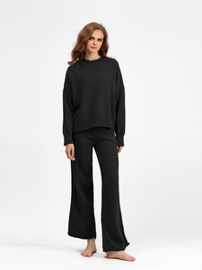 <span class=keywords><strong>Pantaloni</strong></span> Casual da <span class=keywords><strong>donna</strong></span> autunno inverno Casual da <span class=keywords><strong>donna</strong></span> di nuova moda da indossare tutti i giorni a gamba larga lunga con due pezzi in tinta unita - Product Image 3