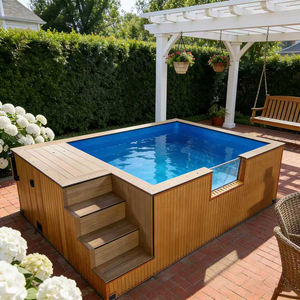 Conception moderne de piscine géométrique avec débordement périmétrique et éclairage personnalisé - Product Image 4