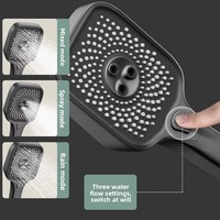 Système de robinetterie de bain thermostatique intelligent moderne avec affichage LED, en aluminium noir spatial, à touches piano, pour jets de pluie doux