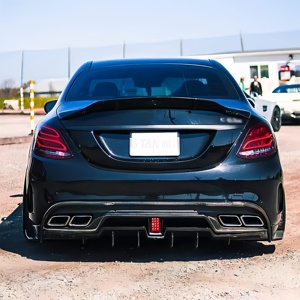 Parachoques trasero de coche de fibra de carbono más vendido de 2015 + para Mercedes Benz Clase C W205 C63 modelo Imp modificado con labio trasero iluminado - Product Image 6