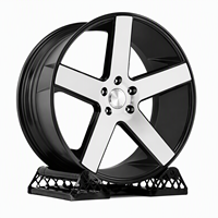 Jantes en aluminium forgé noir avec ligne argentée, design concave à rayons profonds, ajustement universel 18-26 pouces 5x120/130