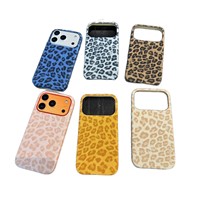 Nouvelle coque de téléphone antichoc en cuir PU à imprimé léopard et paillettes pour 18 Pro Max 17 / 16 Pro Max, ultra-fine, style coréen-japonais, compatible également