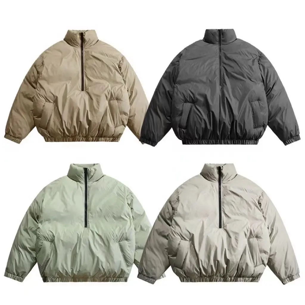 Down Pullover Padded Bubble Quilted Anorak Oversize Puffer Jacket for Men,mens Cotton Wind Breaker Custom Logo Winter Down Jacke