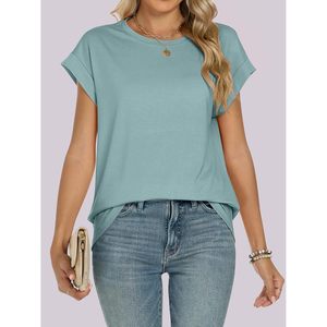 FOXA T-shirt d'été à manches courtes pour femme, coupe ample, décontracté, respirant - Product Image 6