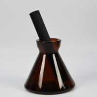 Flacon en verre plat vide pour huiles essentielles, diffuseur d'arômes de luxe noir pour la maison, avec bouchon à vis, 30ml-200ml