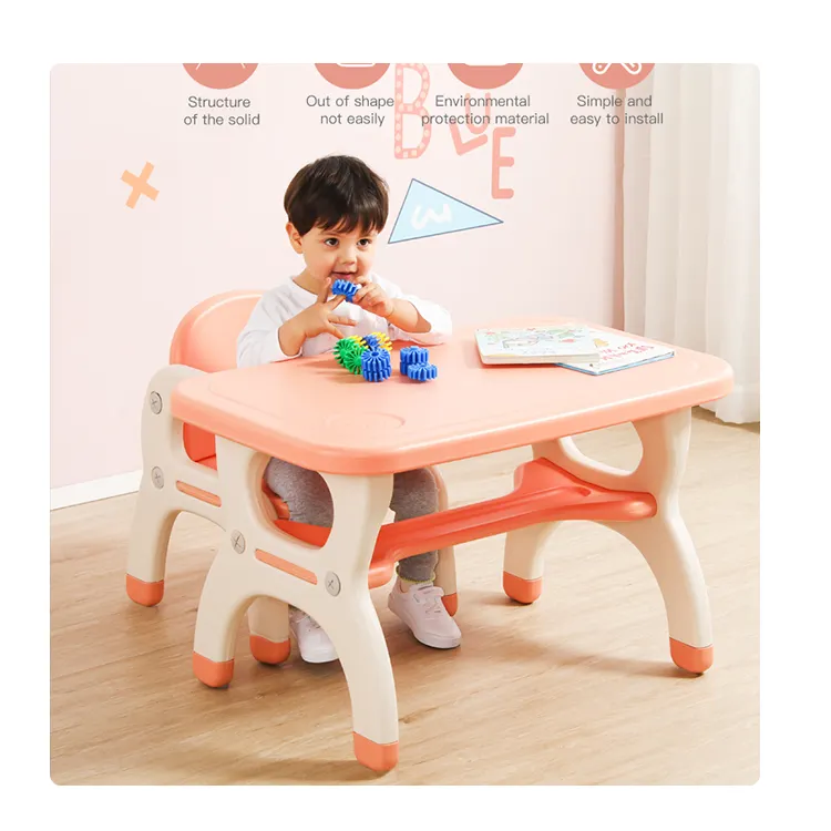 Newest design sturdy multi function toddler desk and chair rustic plastic