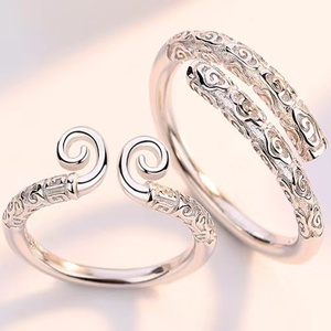 แหวนคู่ Hisera Golden Tungsten Electroplated Cudgel Ring สำหรับผู้ชายและผู้หญิง สไตล์เดียวกับ TikTok Journey West  แบบรัดแน่น - Product Image 2