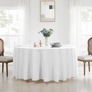 Wholesale Custom <b>Round</b> Polyester Table Cloth Party White Polyester <b>Tablecloth</b> for Wedding Table - Product Image 3