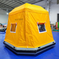 Divertissement aquatique personnalisé Pêche Tente de banc gonflable Camping radeau Tente flottante Plate-forme aquatique gonflable avec tente