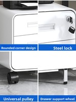Armoire de rangement mobile en acier à trois tiroirs avec serrure électronique, style moderne et minimaliste, pour bureau, à poser sous le bureau