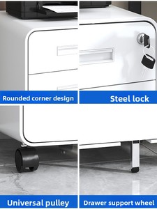 Armoire de rangement mobile en acier à trois tiroirs avec serrure électronique, style moderne et minimaliste, pour <span class=keywords><strong>bureau</strong></span>, à poser sous le <span class=keywords><strong>bureau</strong></span> - Product Image 4