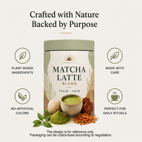Mélange pour Latte au Matcha, Formule aux 5 Champignons : Crinière de Lion, Reishi, Chaga, Queue de Dinde, Bien-être Naturel