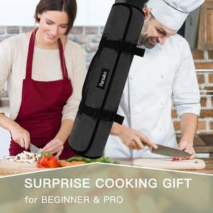 Free sample Canvas Chef Knife <b>Roll</b> <b>Bag</b> 10 Knife Slots and a Large Zipper Pocket Durable 10oz Canvas Knife Case - Product Image 2