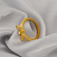 Bague d'index en acier inoxydable micro-incrustée abeille, la plus vendue pour le e-commerce, mode féminine OL