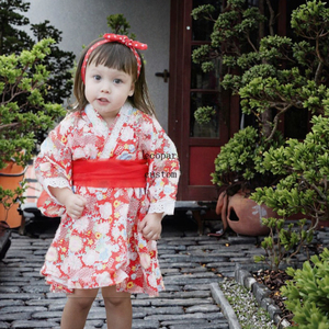 Ecoparty estilo <span class=keywords><strong>japon</strong></span>és Kawaii niñas estampado Floral Kimono vestido bebé niña mamelucos conjuntos niños disfraz infantil Yukata <span class=keywords><strong>Anime</strong></span> asiático - Product Image 2