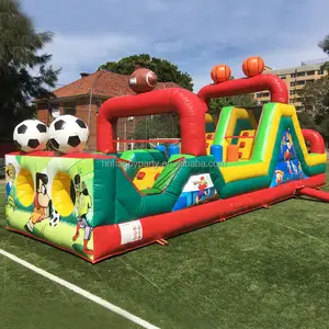 Juego de desafío deportivo para volar, pista de obstáculos inflable barata para patio trasero, alquiler de fiesta