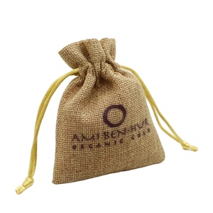 Sac cadeau en lin avec cordon de serrage, vente en gros, logo personnalisé, en vrac, écologique, pochette à bijoux naturelle, stockage, fabrication OEM directe d'usine - Product Image 5