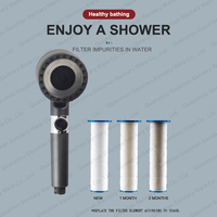 Pomme de douche à main Filtre à ions négatifs Pomme de douche à jet manuel 3 modes gris pistolet