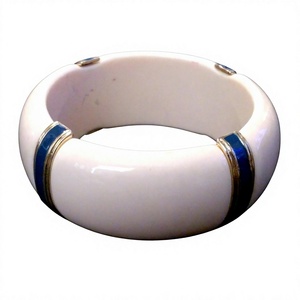 Brazalete de resina azul marino crema Vintage, nuevo modelo de Ángel indio grueso, superventas, venta al por mayor, regalos de Navidad de moda DIY - Product Image 1