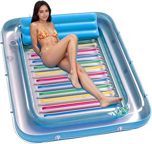 Tumbona inflable grande y cómoda para <span class=keywords><strong>piscina</strong></span>, tumbona colorida con almohada y portavasos para adultos, alfombrilla para <span class=keywords><strong>piscina</strong></span> para fiesta - Product Image 1
